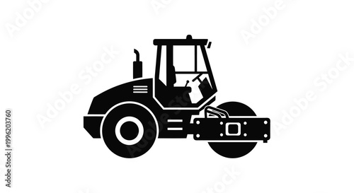 road roller silhouette on white background high quality