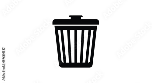trash can icon in black silhouette on white background