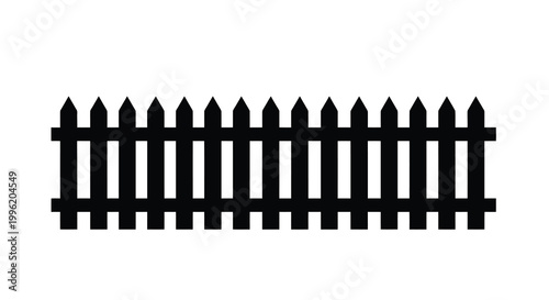 picket fence silhouette vector on white background high quality