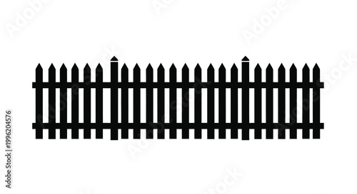 picket fence vector silhouette on white background high quality