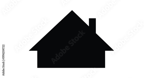 house silhouette with chimney on white background