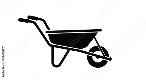 wheelbarrow silhouette on white background high quality professional