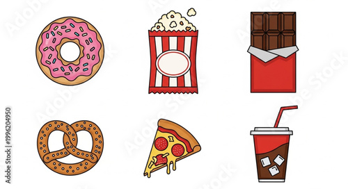Collection of popular fast food and snack items.