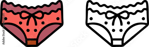 Women Underwear Panties Lingerie Icon in Flat and Outline Style