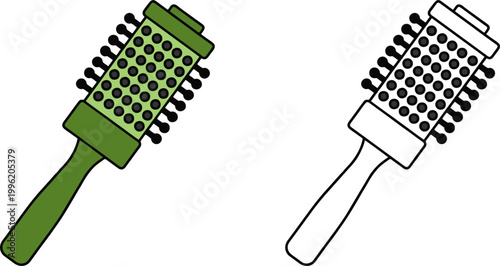 Round Hair Brush Icon Set
