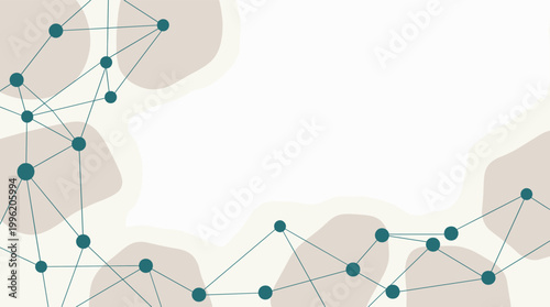 A calming, minimalist abstract illustration depicting interconnectedness. Ideal for concepts relating to networking, data, relationships, and modern c