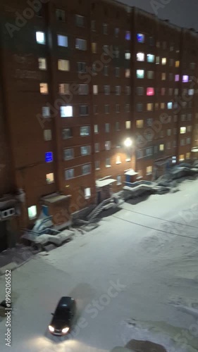 polar night view of the city Norilsk