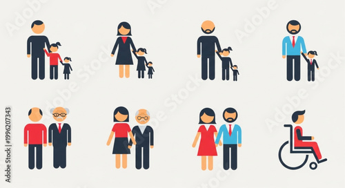 Diverse Family Groups and Individuals Representing Different Generations and Abilities.