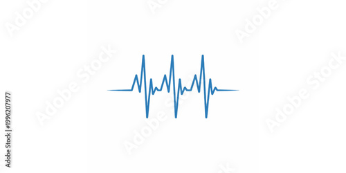 Abstract blue and green heartbeat pulse wave line on a white background representing a medical ekg monitor graphic for health and hospital medicine illustration