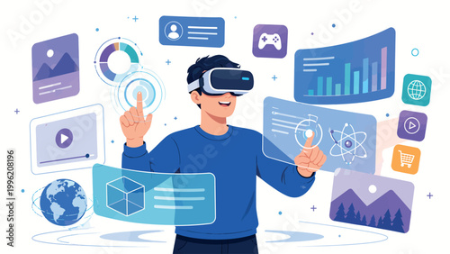 Virtual Reality Technology Man VR Headset Digital Innovation