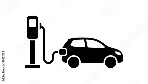 Electric Car Charging Station Icon Vector