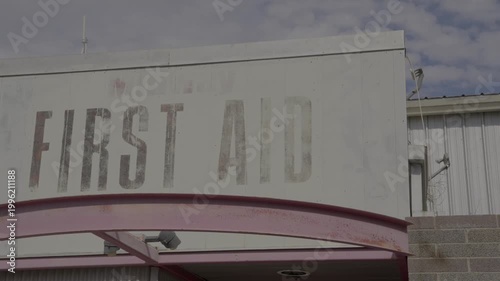  A smooth panning shot of weathered and faded 