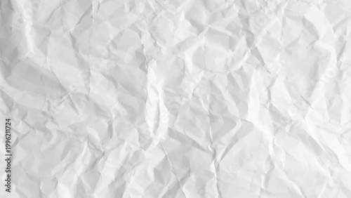 Seamless white crumpled paper texture vector with realistic folds wrinkles and abstract background