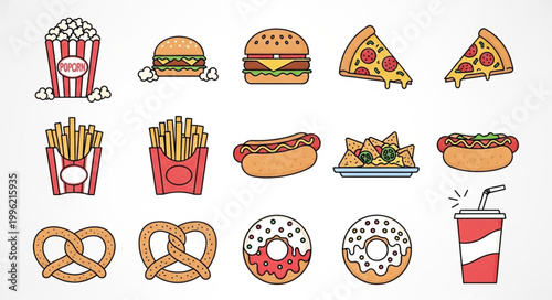 Collection of popular fast food and snack items.