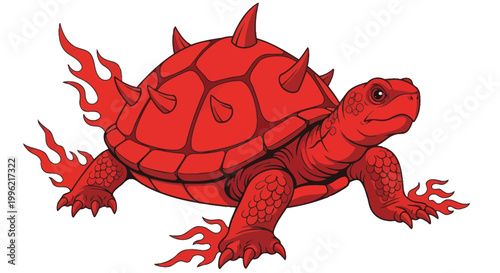 Red turtle with fire effects.
