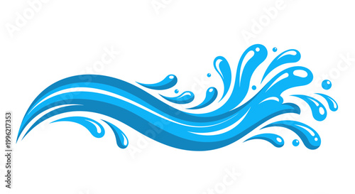 Splashing blue water wave design element.