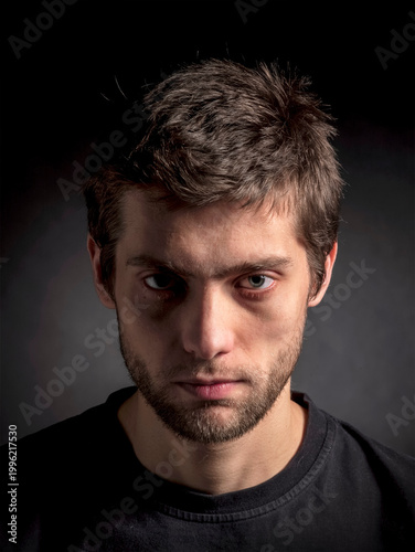 Gloomy portrait of a handsome man