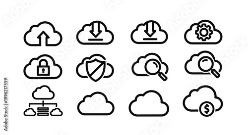 Vector icons of household tools and appliances Vector