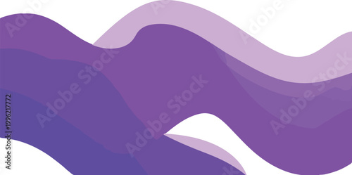 Abstract fluid wavelike shapes in shades of purple and violet overlapping smoothly creating a modern organic background design