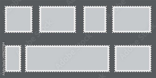 postage stamp frame set isolated on gray background