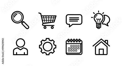 Business icons set with car truck and tools Vector