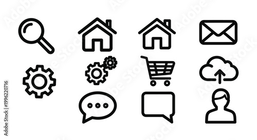 Black and white weather icon collection set Vector