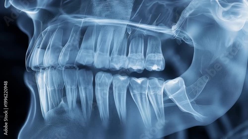 X-ray images of human teeth taken at a dental clinic during a routine check-up visit in the morning
