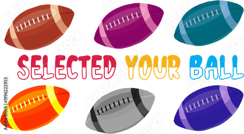 Colorful American Footballs Displayed in a Variety of Colors for Selection.