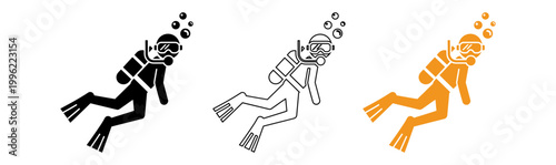 Scuba diver illustration exploring the depths with aquatic life