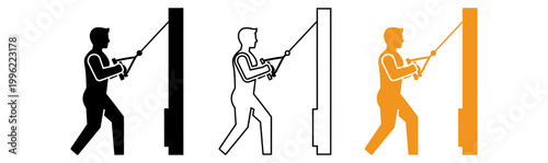 Silhouette of a man performing a lat pulldown exercise at the gym