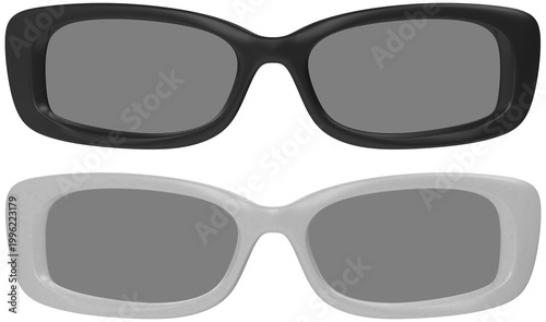 Photos Black and white chunky rectangular sunglasses with transparent lenses isolated o