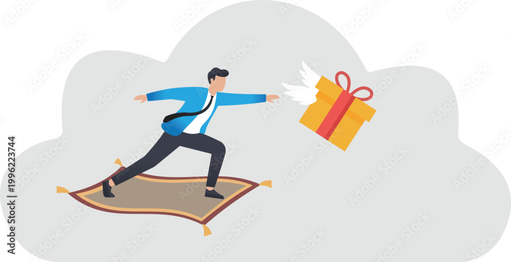 Obraz premium Fast Gift Delivery and Express Reward Service Concept Illustration