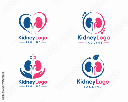Kidney health logos visual representations of renal care and wellness