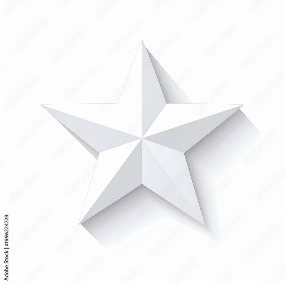 Obraz premium 3d minimalist white paper star origami on plain background