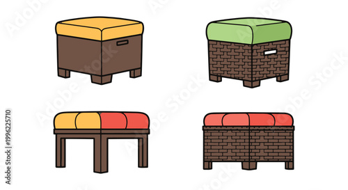 Outdoor Ottoman Line art modern abstract clean vector