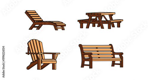 Outdoor Wood Furniture Line modern abstract creative vector