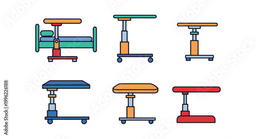 Overbed Tables Line art vector simple colorful pattern illustration