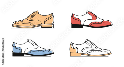 Oxford Shoes Line art vector simple abstract pattern illustration