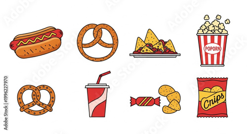 Collection of Fast Food and Snacks Icons.