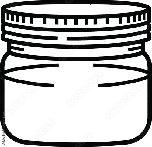 Glass Mason Jar Icon for Food Preservation and Jam Packaging Minimalist Black Line Vector Illustration