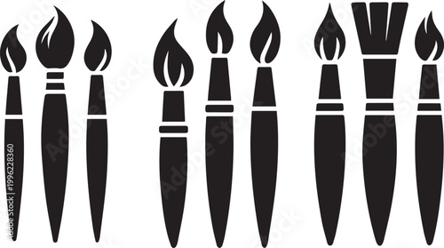 Paint brush icons set artist painting tools creative vector illustration