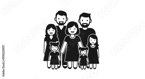 Happy Diverse Family Group Portrait Illustration.