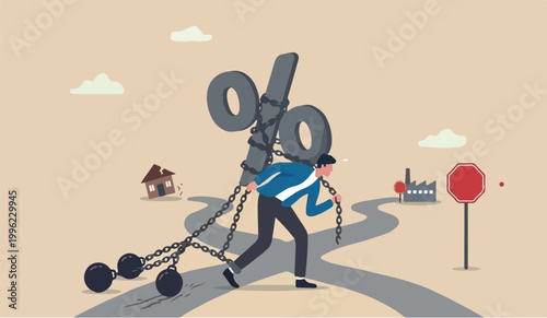 Canvas Print Debt burden thison in of to the for we can risk from high interest rate, FED or