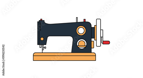 Sewing Machine Hand Wheel Line creative clean shapes vector