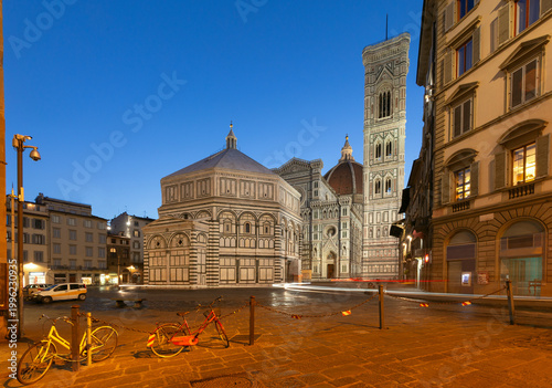 Florence Duomo and Baptistery at dawn in Florence, Italy