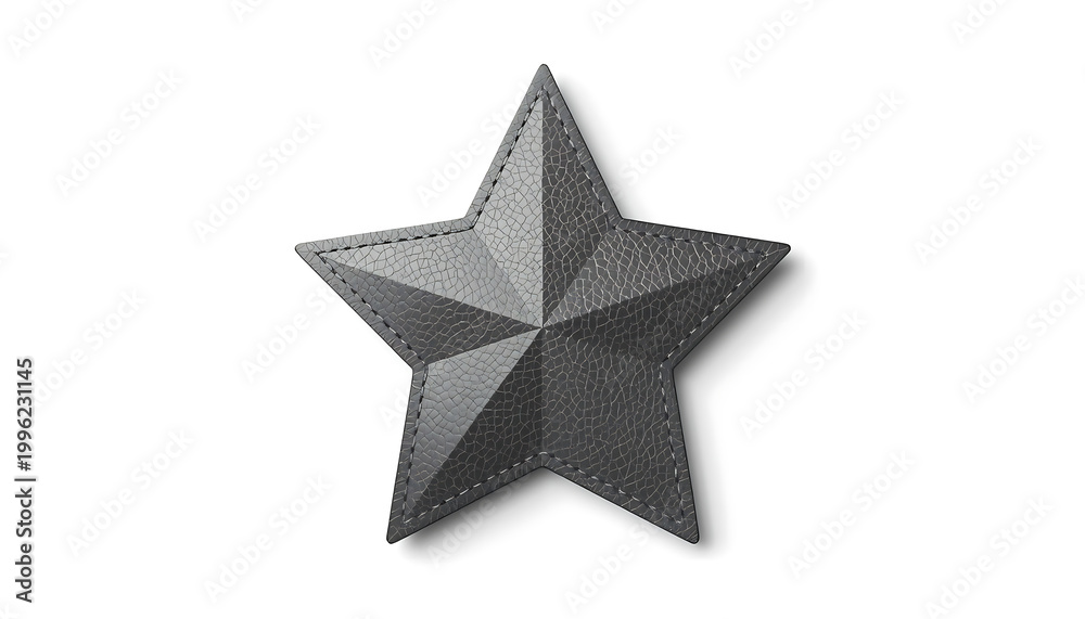 Obraz premium A gray leather star patch on a white background