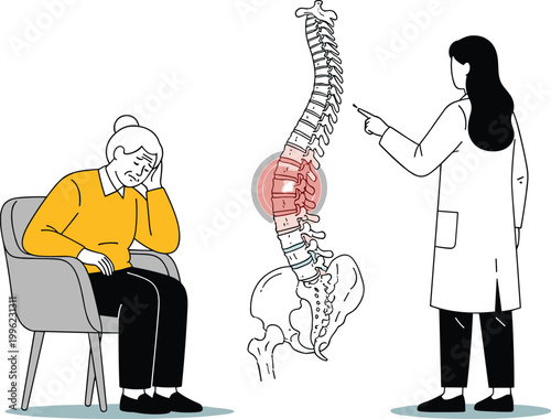 Spinal Health and Chiropractic Consultation Concept with Doctor Explaining to Patient