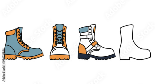 Patrol Boots Line art vector clean abstract colorful shapes