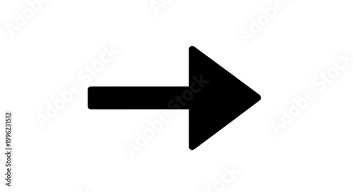 Simple black right-pointing arrow icon for web and app design isolated on transparent background