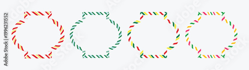 Colorful Decorative Circle Frame Border Set Vector
